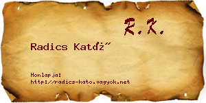 Radics Kató névjegykártya